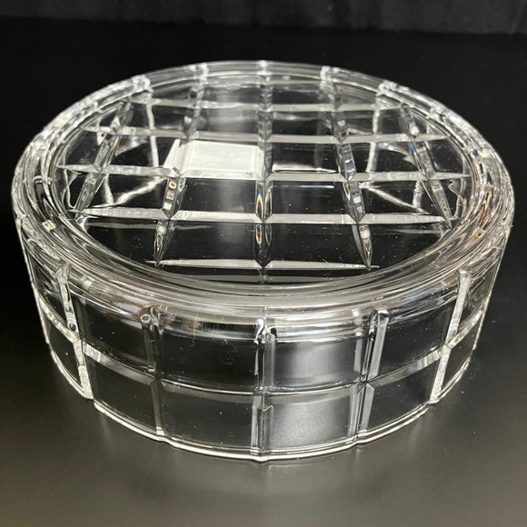 Vintage Studio Nova Round Crystal Glass Bowl Waffle Pattern Made in Japan - Picture 4 of 7